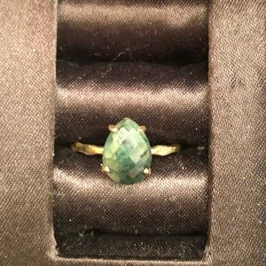 Raw Emerald Teardrop Ring
